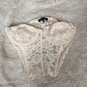 Cream Corset Top Strapless